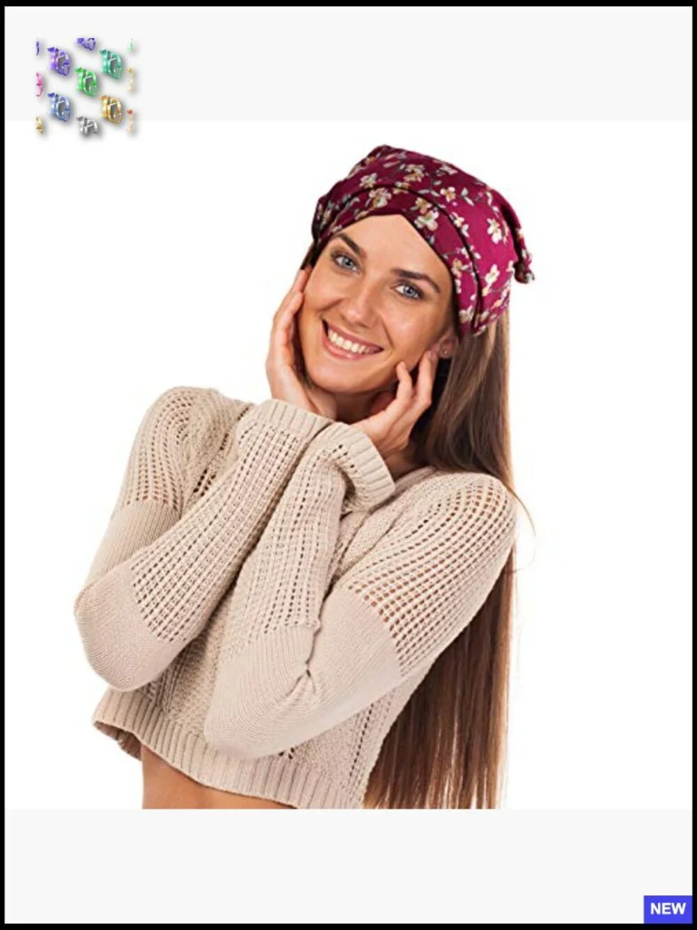 Floral Chiffon Hair Bandanas Set Boho Cottagecore Headbands with Clips